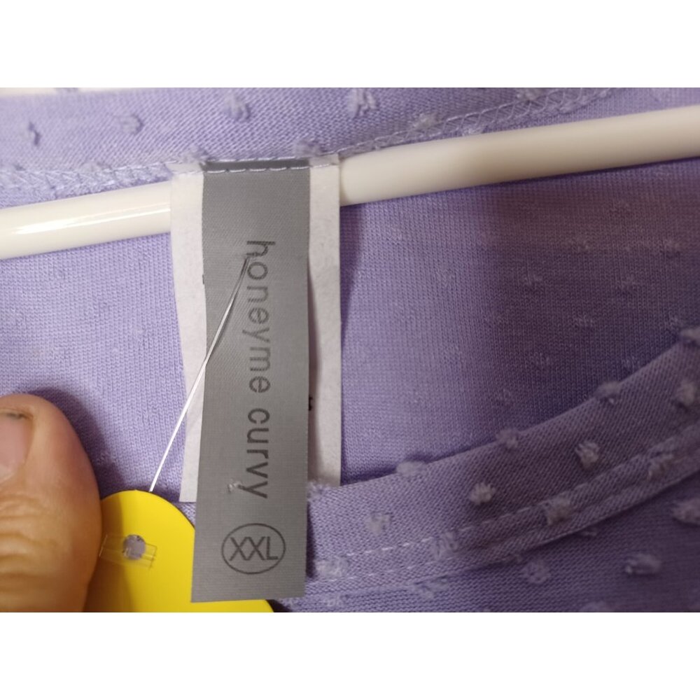 NWT HoneyMe Curvy Swiss Dot Short Sleeve Lavender Babydoll Top Size XL - Picture 5 of 7